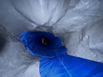 A blue opening in ice